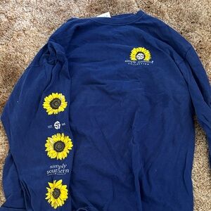 Simply Southern Navy Shirt with Yellow Sunflowers